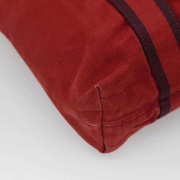 HERMES Fourre Tout cabas Tote Bag Canvas Red Navy Auth bs24477 - Picture 14 of 16